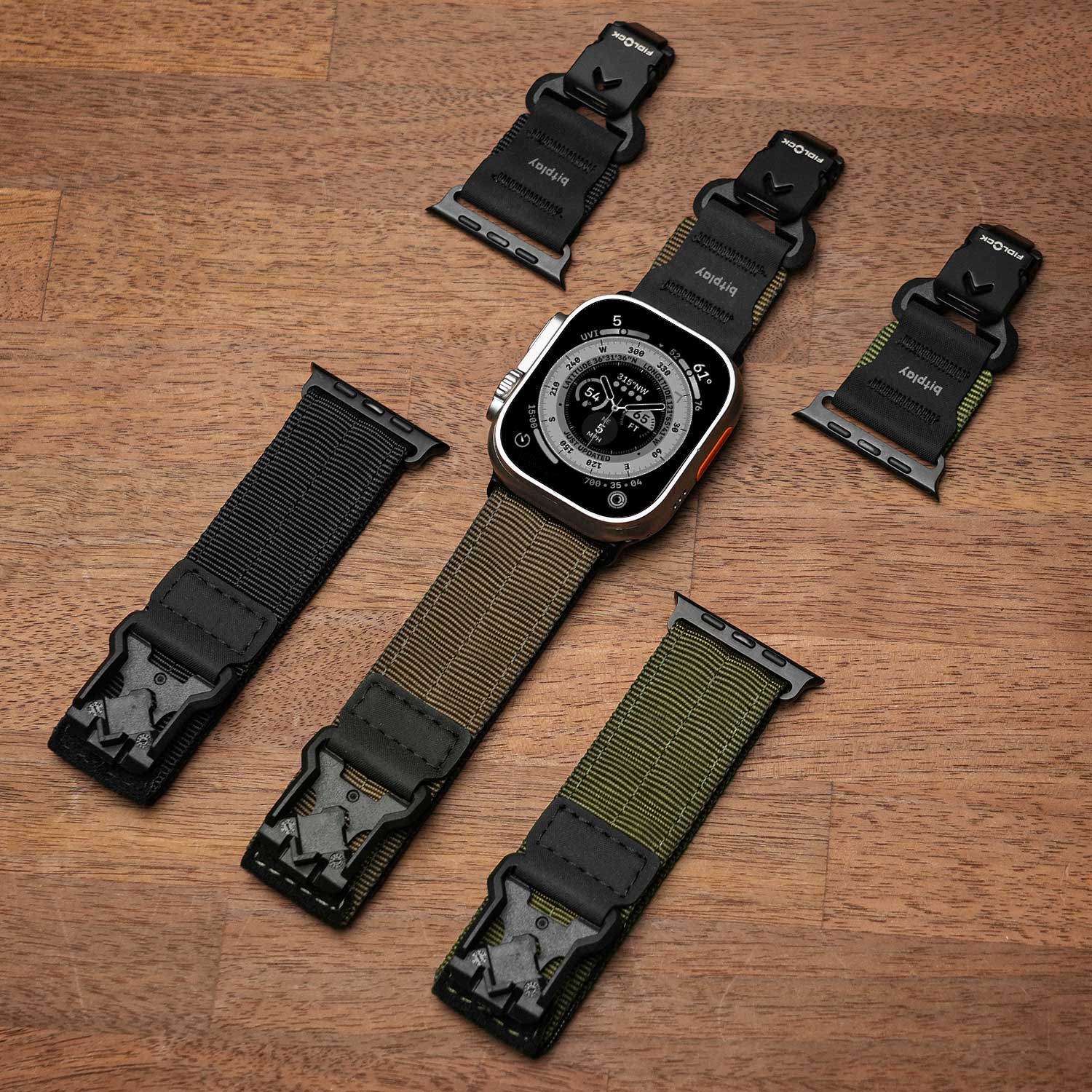 Fidlock®瞬扣錶帶-適用於  Apple Watch Ultra / 45 / 44mm 軍綠色